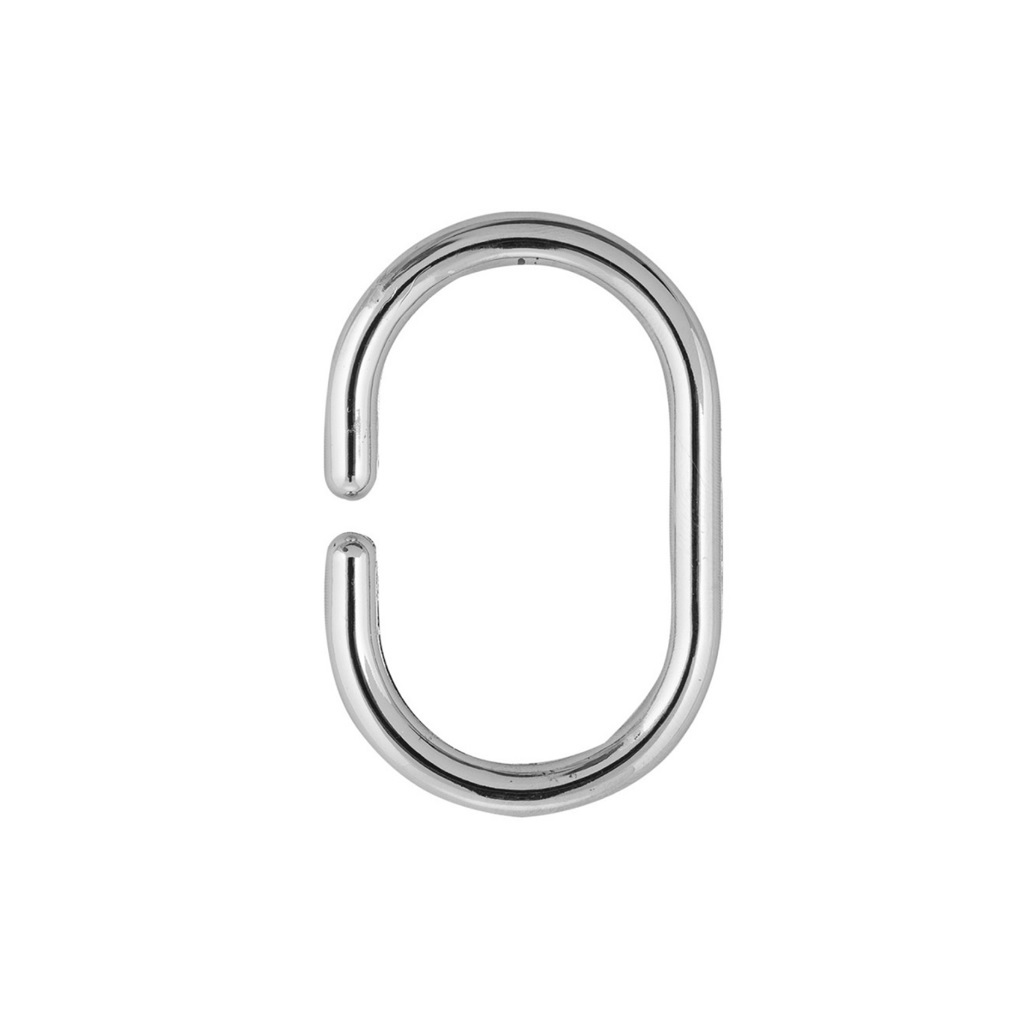 Кольца для штор в ванную Рыжий Кот 261114, полипропилен, хром, набор 12 штук