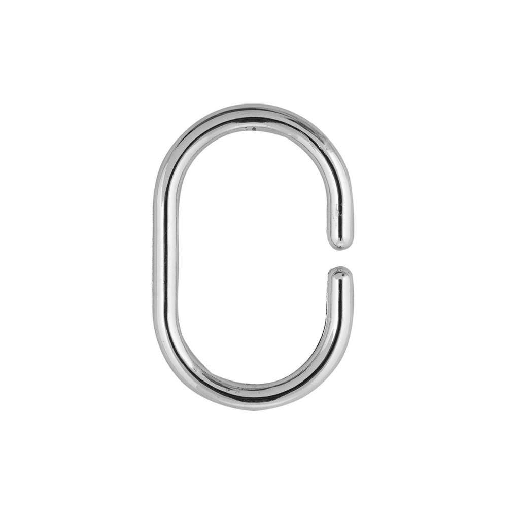 Кольца для штор в ванную Рыжий Кот 261114, полипропилен, хром, набор 12 штук