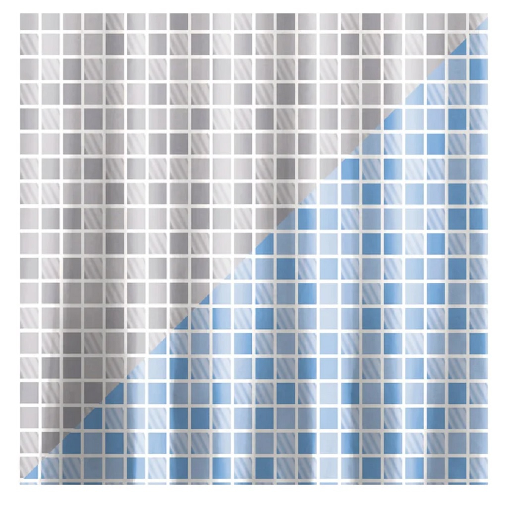 Штора для ванной Рыжий Кот Клетка 236714, 1800х1800 мм, голубой