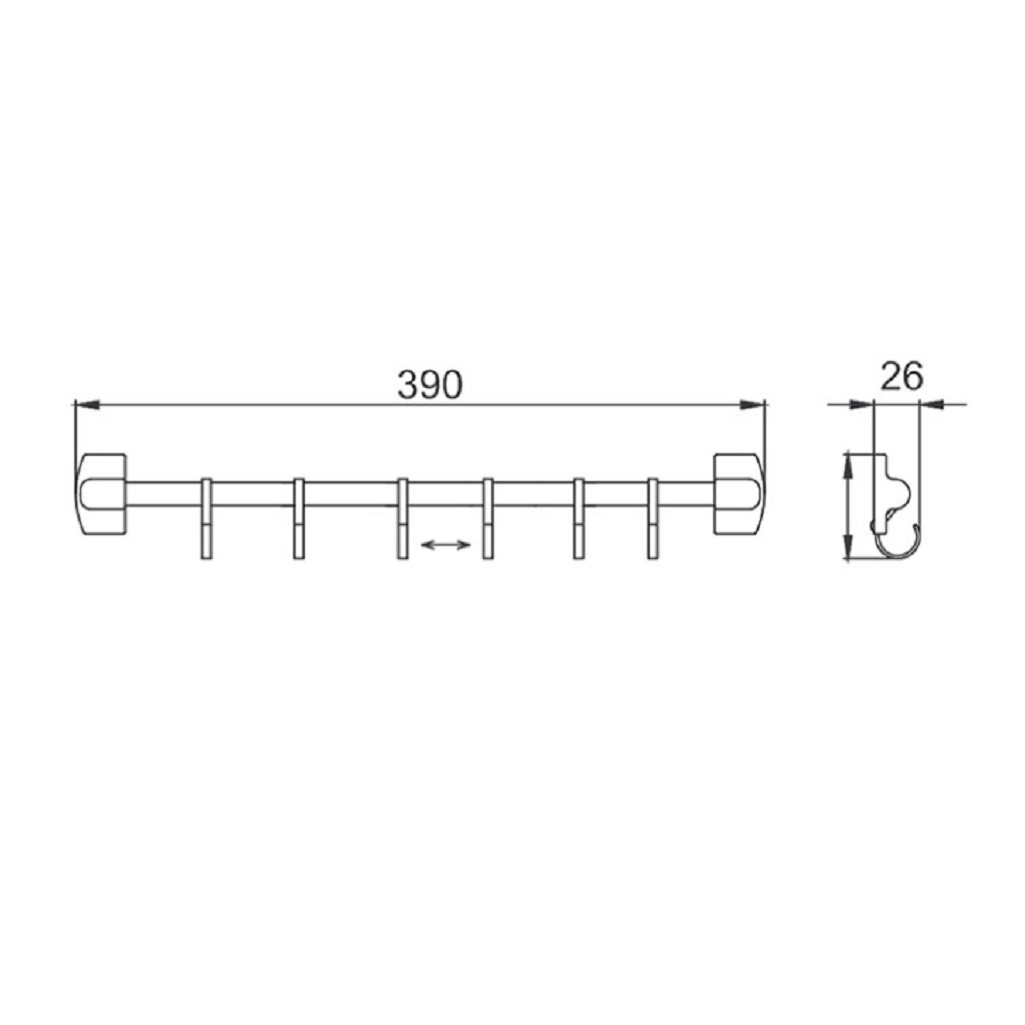Крючки подвижные на планке F209-6 Frap