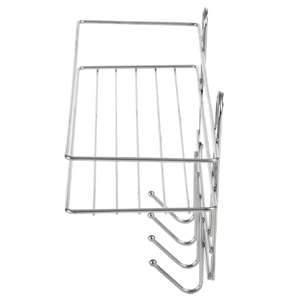 Полка для ванной Рыжий кот Lecco Plus, 125х210х330 мм, 4 крючка, хром