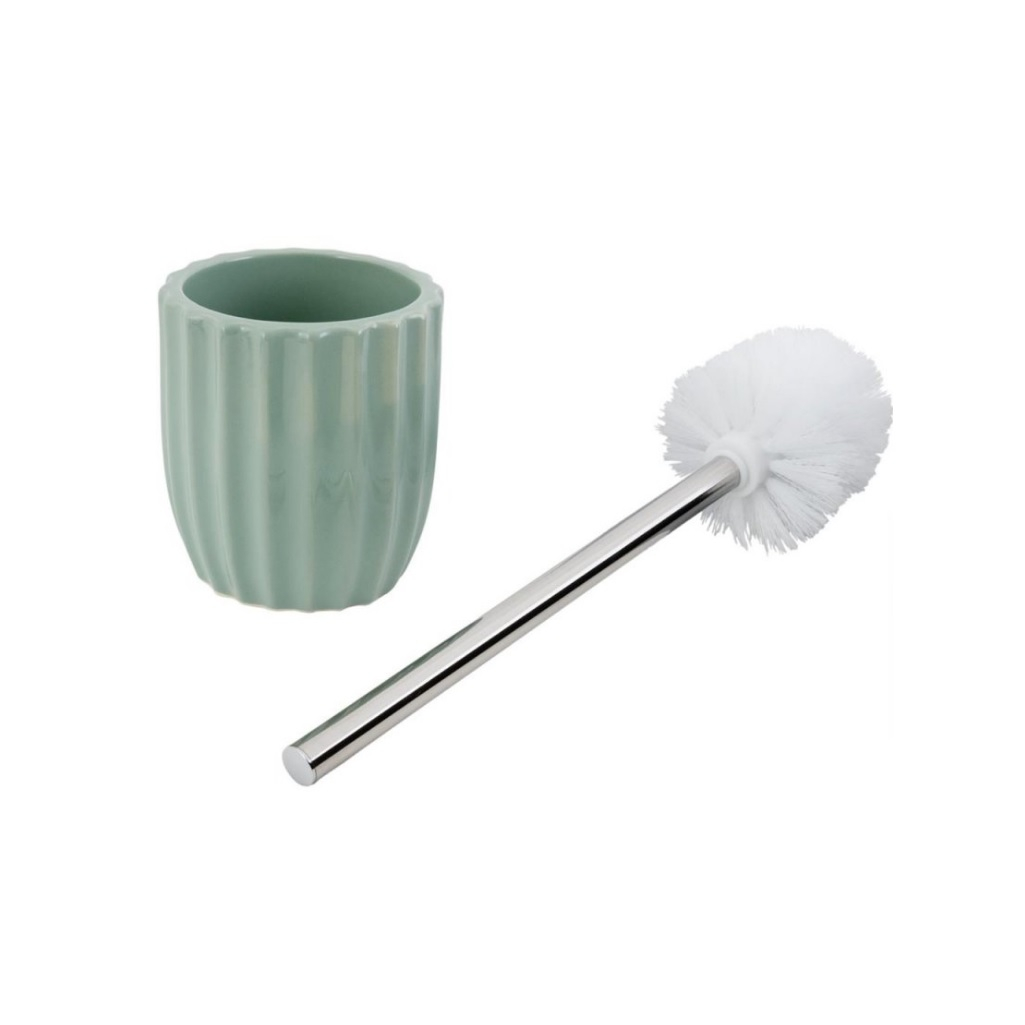 Туалетный набор Swensa Roya ерш с подставкой, керамика, зеленый, 11х11х37 см