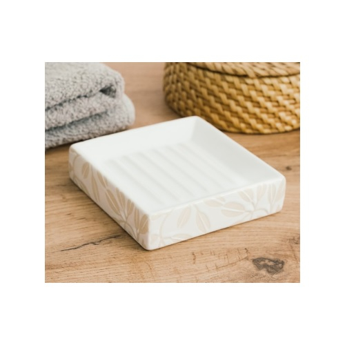 Мыльница Master House ВаннДерЛиф, керамика, цвет белый с бежевым рисунком