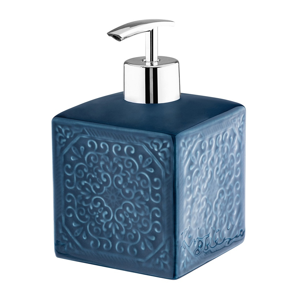 Дозатор для жидкого мыла Рыжий Кот Марокко настольный, керамика, синий, 500 мл