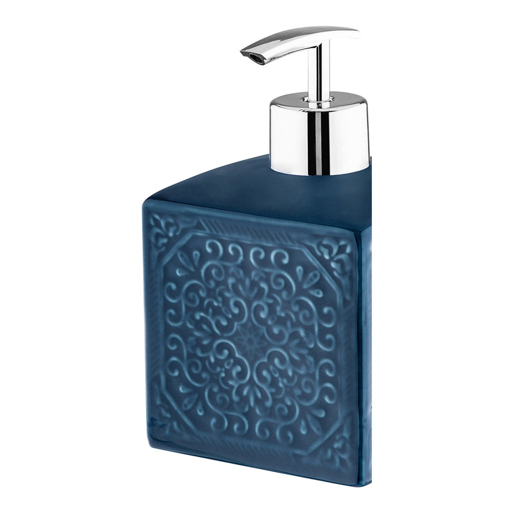 Дозатор для жидкого мыла Рыжий Кот Марокко настольный, керамика, синий, 500 мл