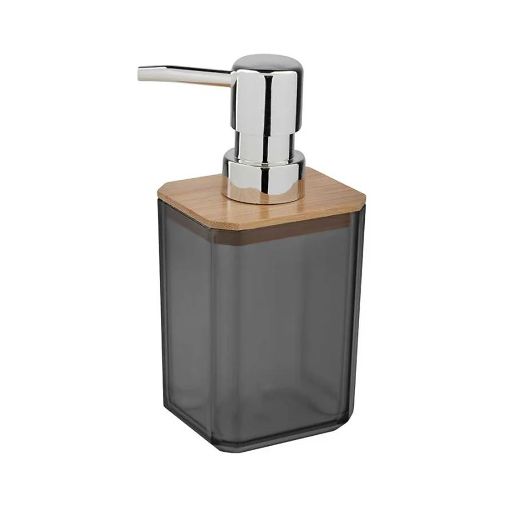 Дозатор для жидкого мыла Рыжий Кот Оникс настольный, пластик, бамбук, серый, 260 мл