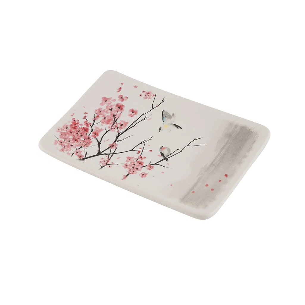 Мыльница Рыжий Кот Сакура прямоугольная, керамика, белая, 13х90х129 мм