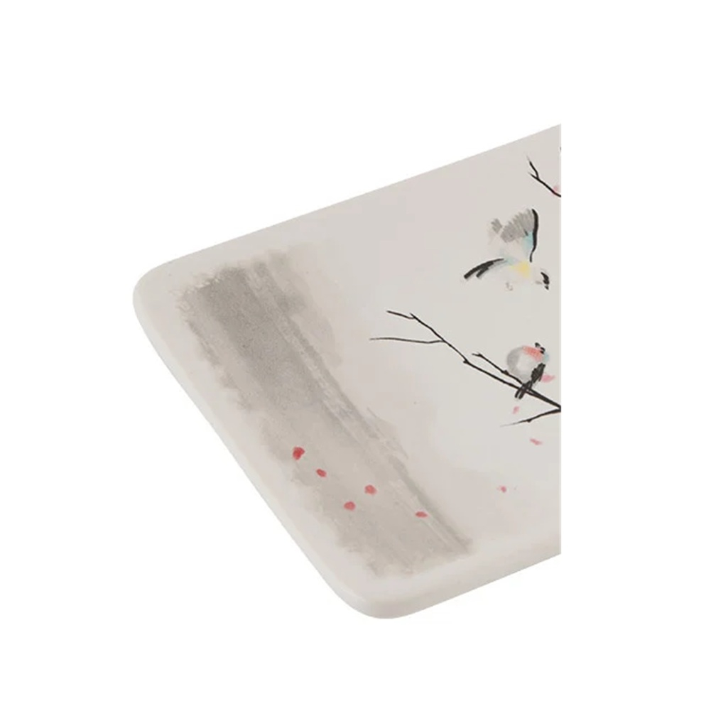 Мыльница Рыжий Кот Сакура прямоугольная, керамика, белая, 13х90х129 мм