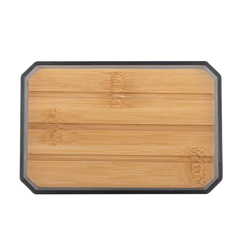 Мыльница Рыжий Кот Оникс с решёткой, пластик, бамбук, серая, 20х80х120 мм