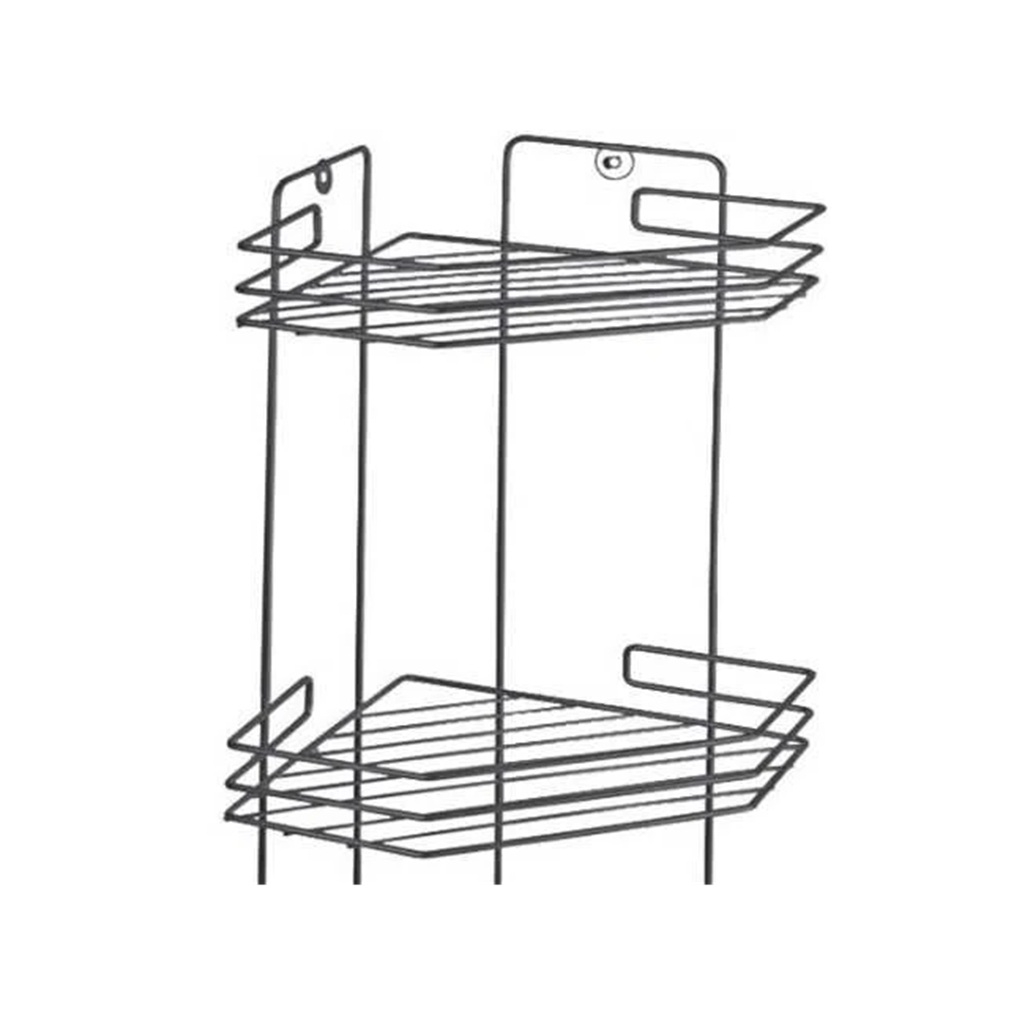 Полка угловая для ванной Рыжий Кот трехъярусная, металл, графит, 205х205х520 мм