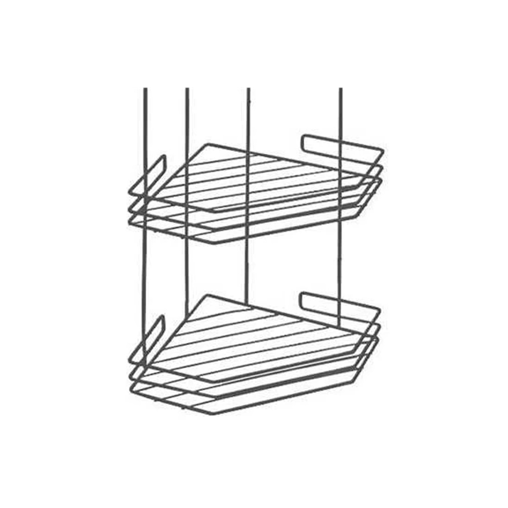Полка угловая для ванной Рыжий Кот четырехъярусная, металл, графит, 205х205х720 мм
