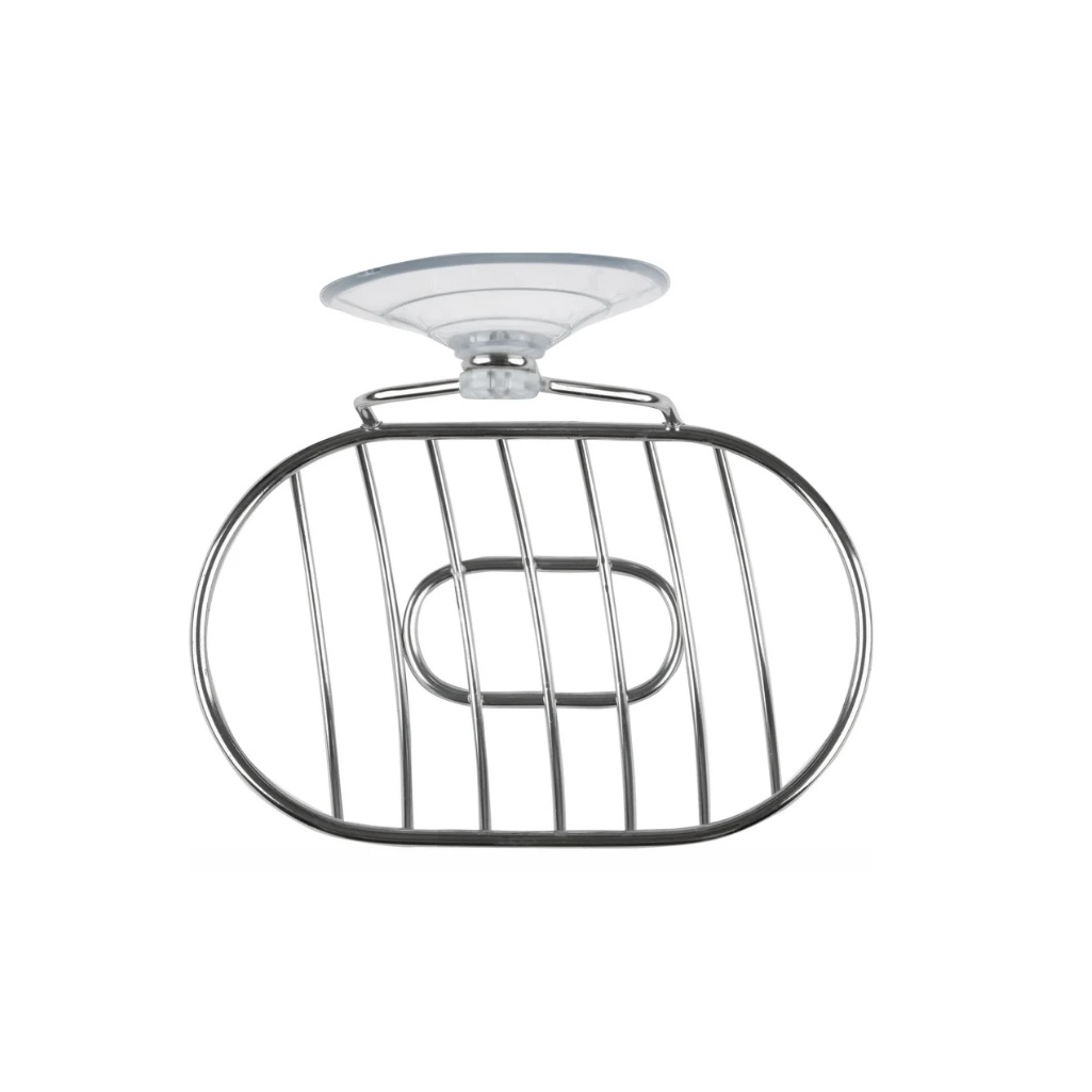 Мыльница Рыжий Кот W2732, на присоске, хромированная, овальная 