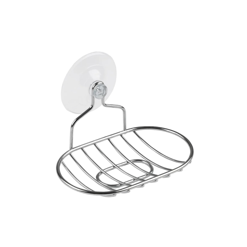 Мыльница Рыжий Кот W2732, на присоске, хромированная, овальная 