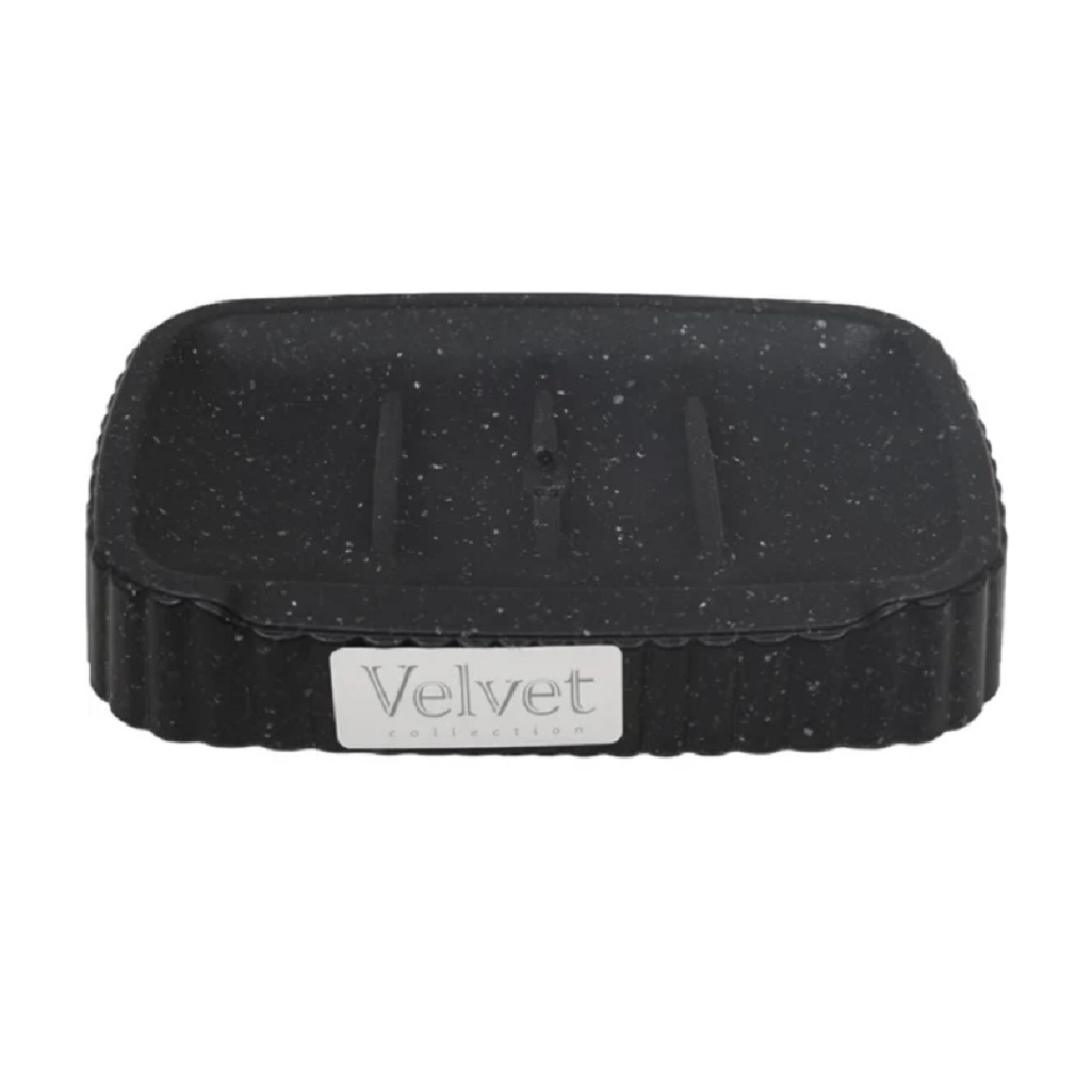 Мыльница Econova Velvet 433239650 пластиковая, черный гранит, 25х87х138 мм