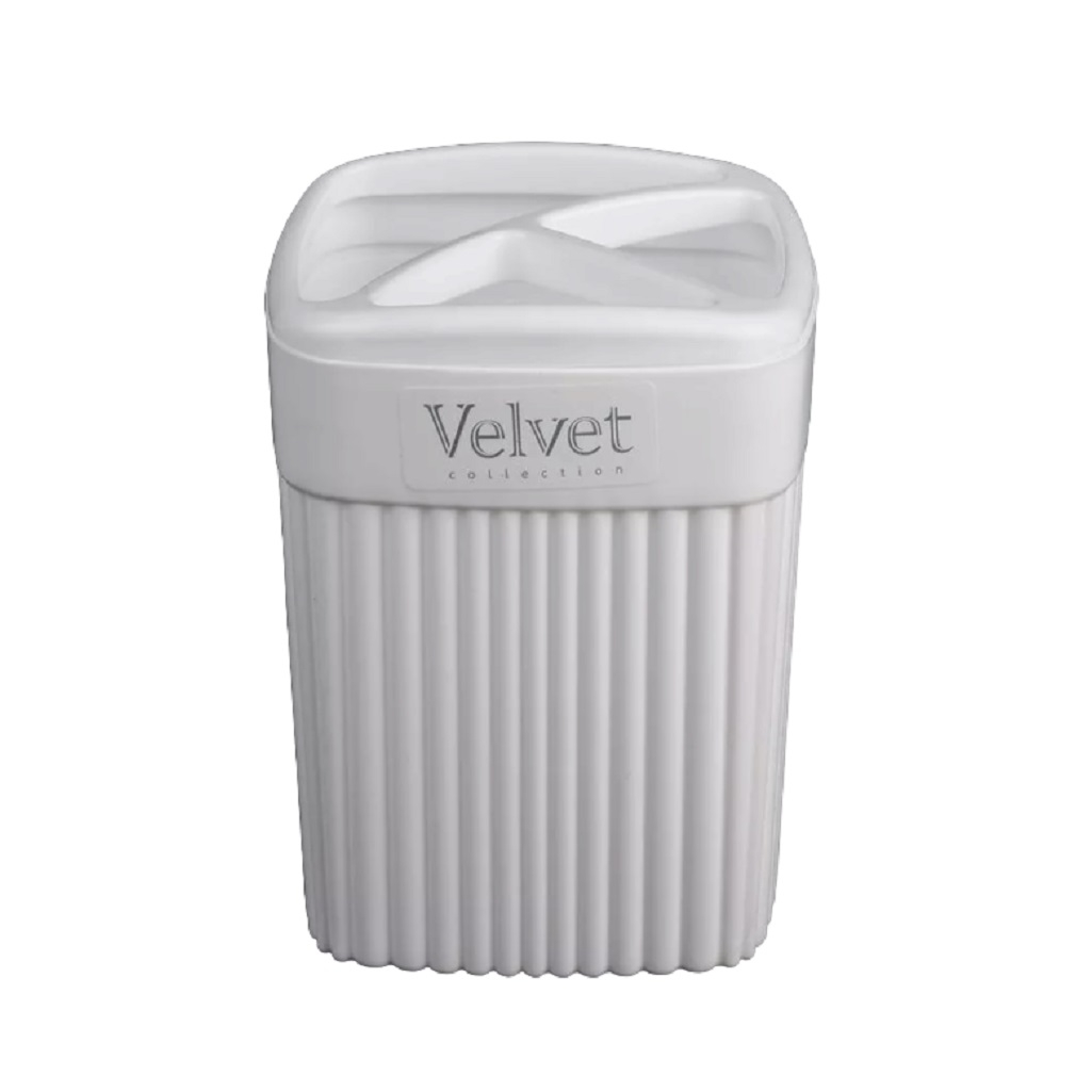 Стакан для зубных щёток Econova Velvet 433239516, пластик, белый, 90х90х119 мм