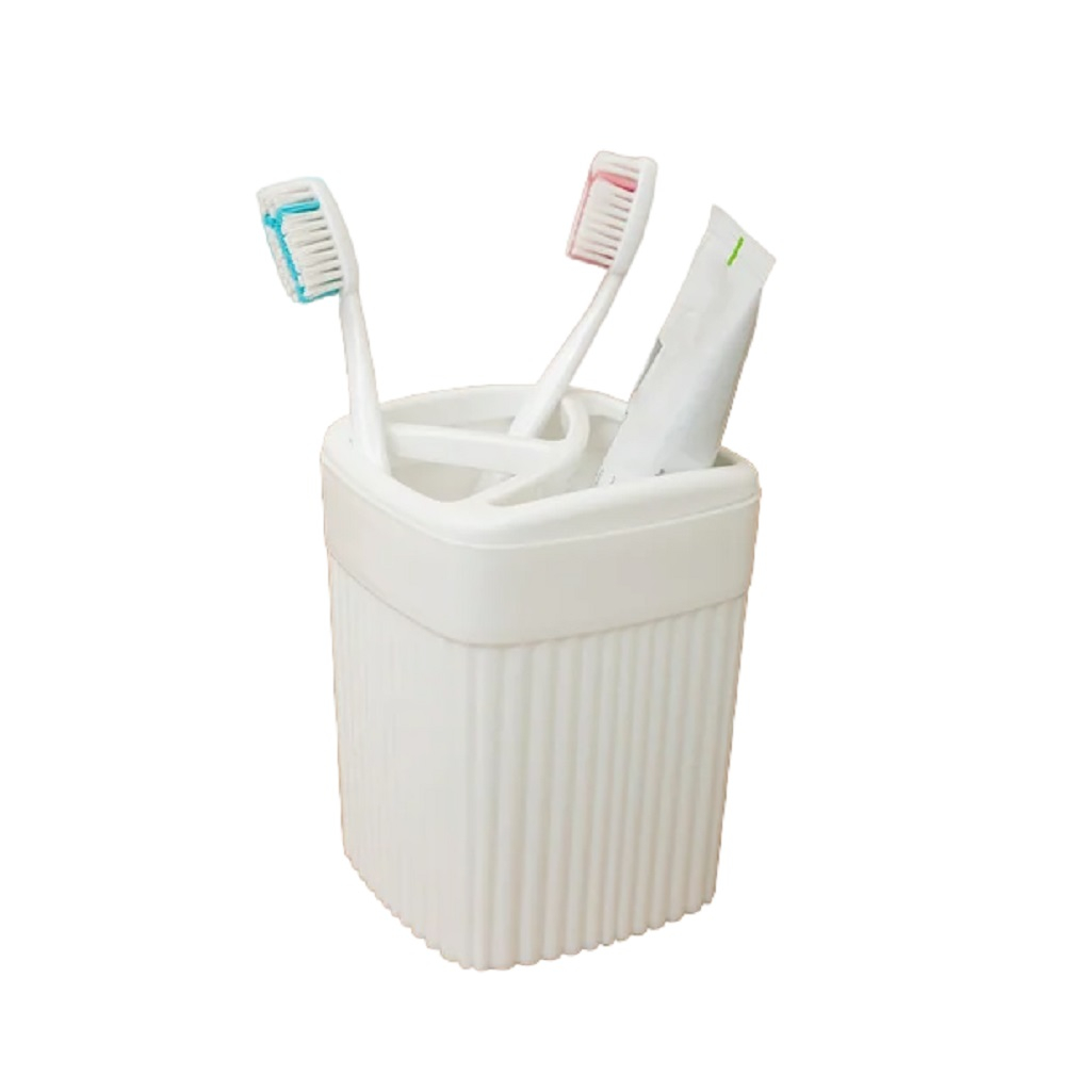 Стакан для зубных щёток Econova Velvet 433239516, пластик, белый, 90х90х119 мм