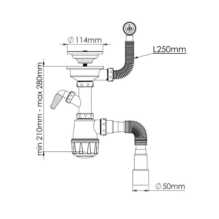 Сифон для мойки с переливом  NOVA 1048 3*1/2