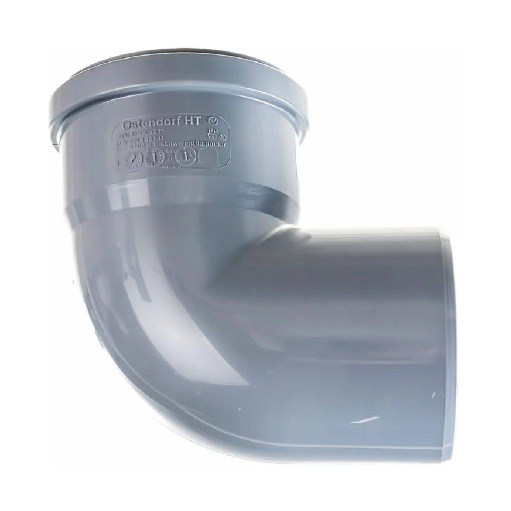 Отвод Ostendorf, НТВ, 87°, 90, 90, PP, полипропилен, раструбное соединение, серый