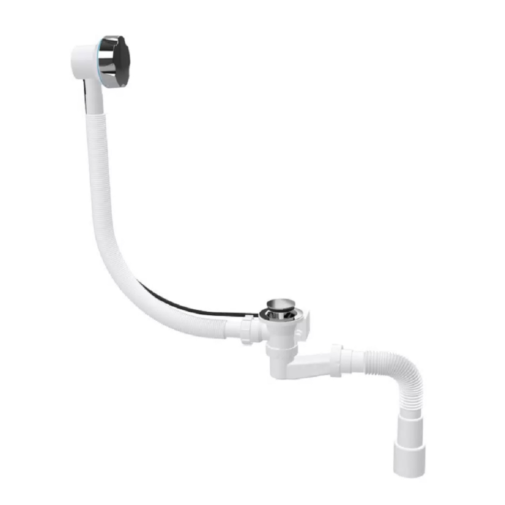Сифон для ванны Nova Plumbing Solution 1541, автоматический, с переливом, гибкая труба 1/2