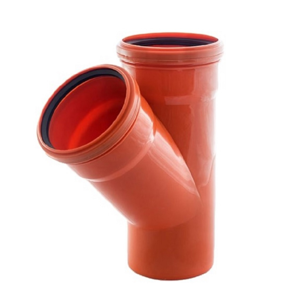 Тройник канализационный D - 200 х 110 х 45° ПВХ наружный, красный