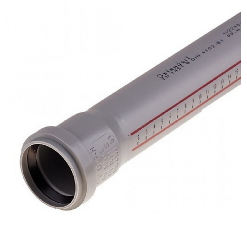Труба канализационная Ostendorf НТЕМ, Диаметр - 50 мм, Длина - 250 мм, полипропилен, серая