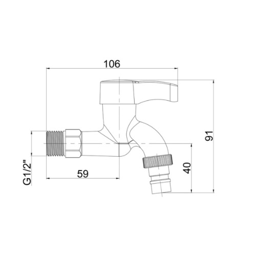 Кран водоразборный РМС со штуцером пластик 1/2 PL3KR-1/2