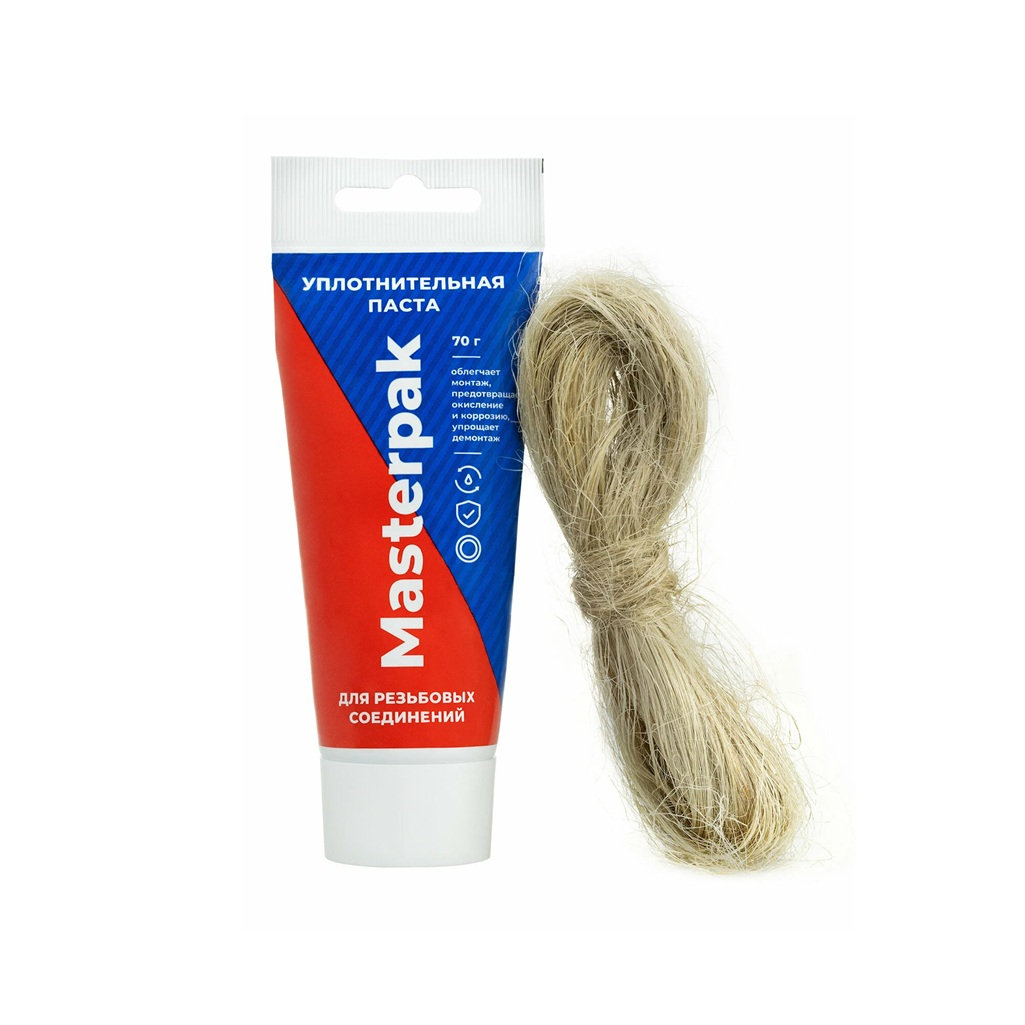 Комплект Masterprof Masterpak для герметизации резьбовых соединений, паста 70 гр. + лен 14 гр.