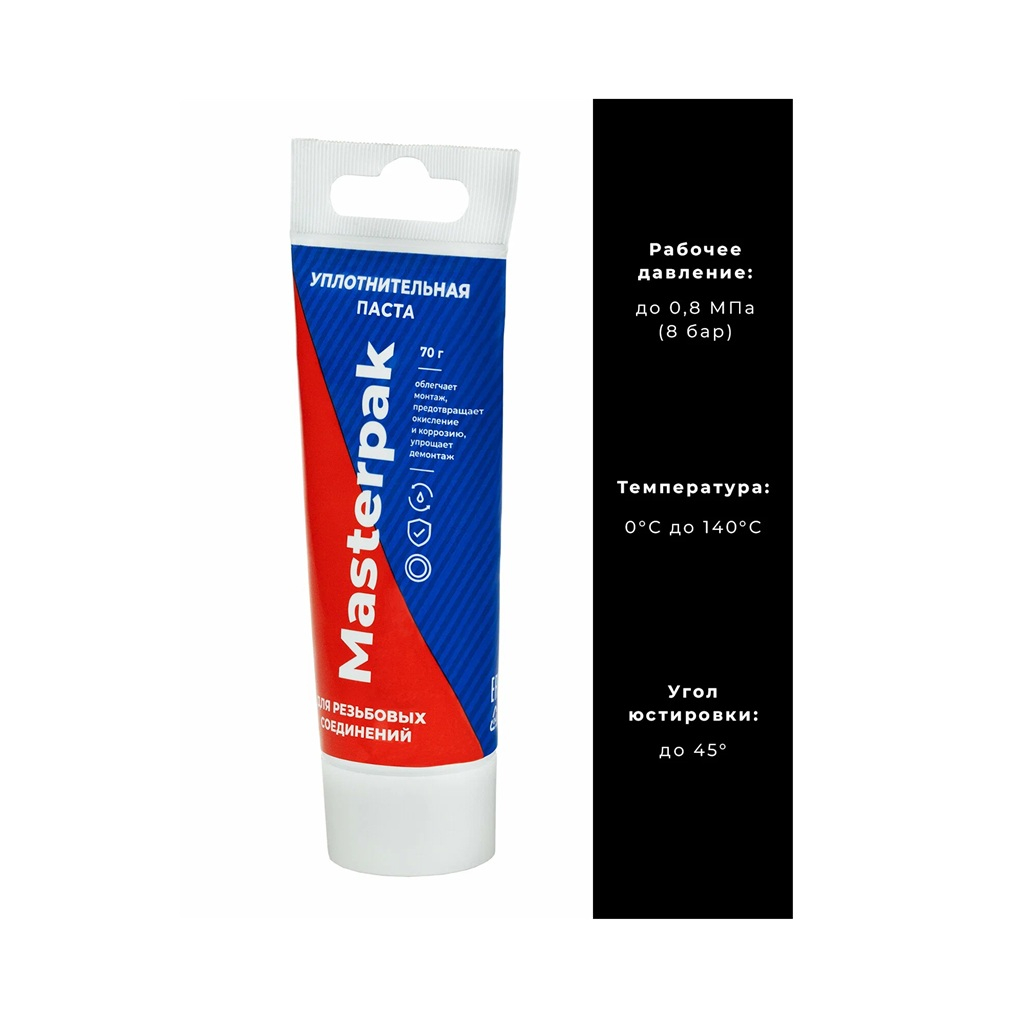 Комплект Masterprof Masterpak для герметизации резьбовых соединений, паста 70 гр. + лен 14 гр.