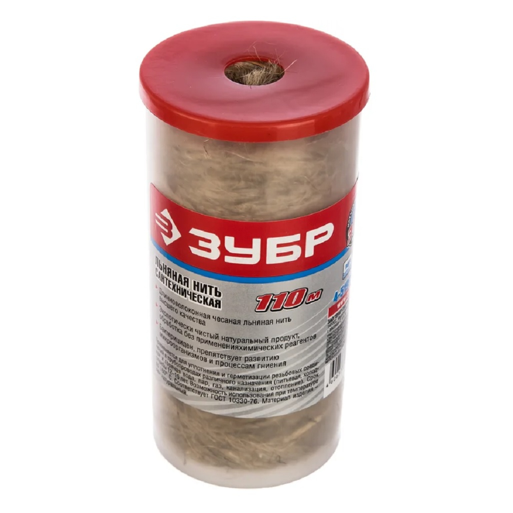 Нить сантехническая Зубр, льняная, 110 м, антисептическая обработка 4-51992-110