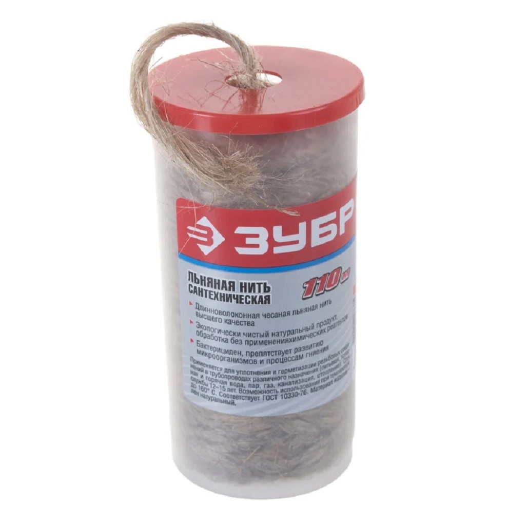 Нить сантехническая Зубр, льняная, 110 м, антисептическая обработка 4-51992-110