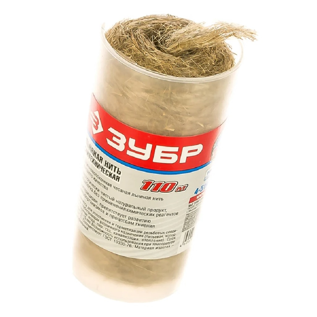 Нить сантехническая Зубр, льняная, 110 м, антисептическая обработка 4-51992-110