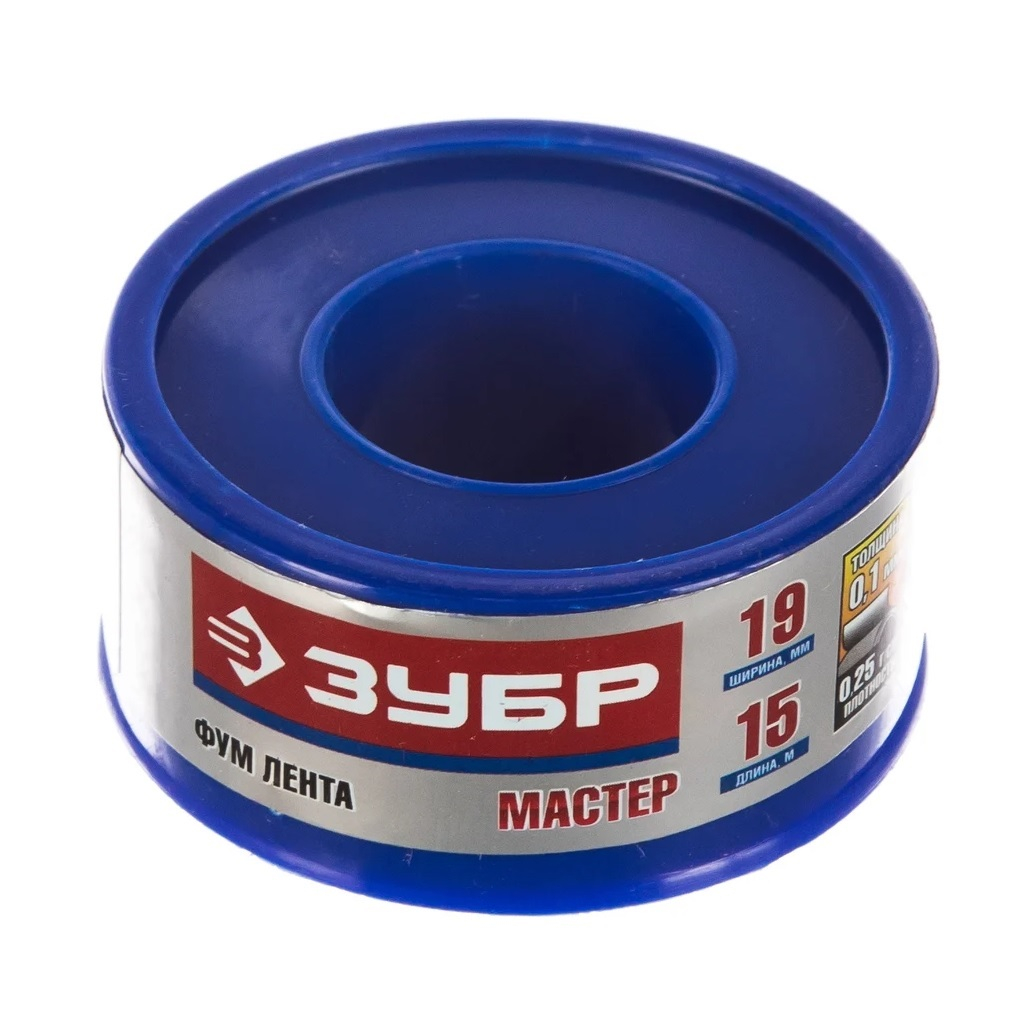 ФУМ-лента Зубр Мастер 0.1 х 19 мм х 15 м, устойчивость к агрессивным средам 12373-19-025