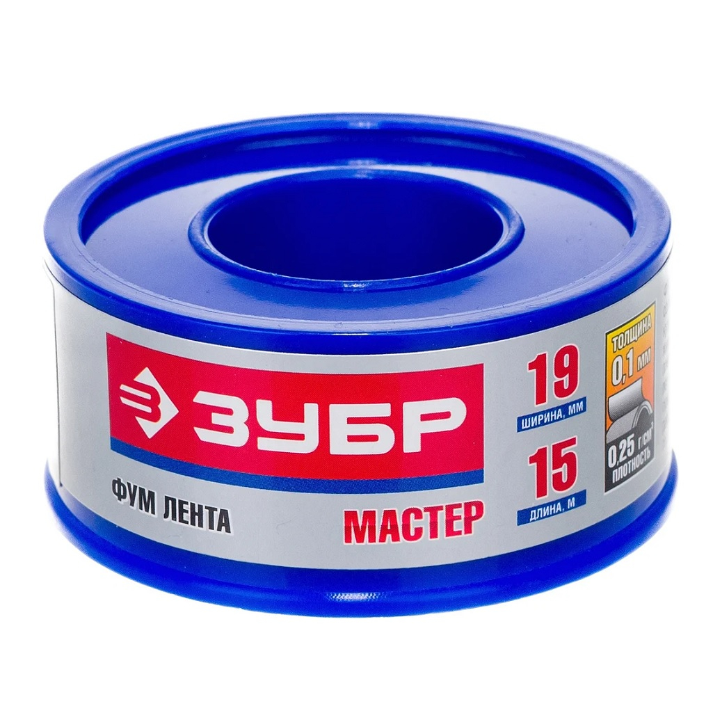 ФУМ-лента Зубр Мастер 0.1 х 19 мм х 15 м, устойчивость к агрессивным средам 12373-19-025