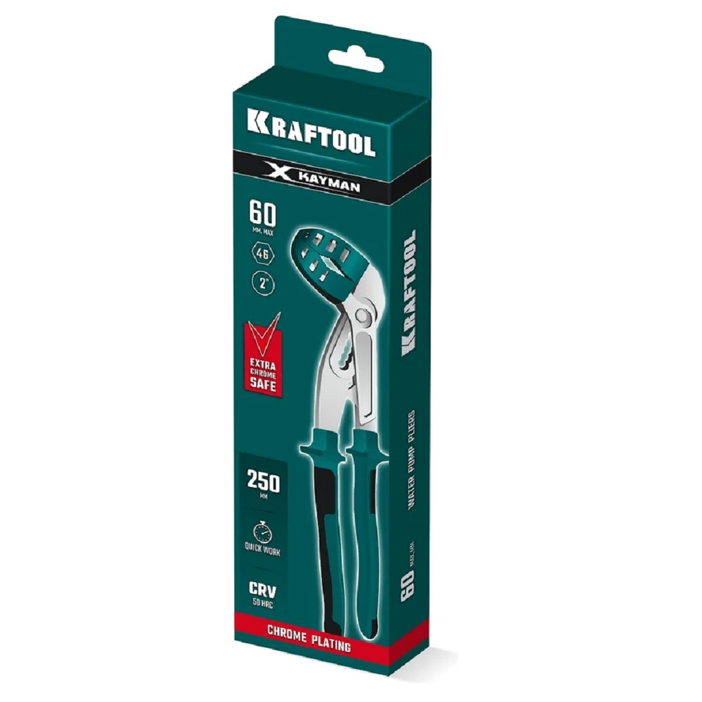 Клещи переставные Kraftool Kayman-X, 250 мм, универсальные, эргономичные рукоятки 22354