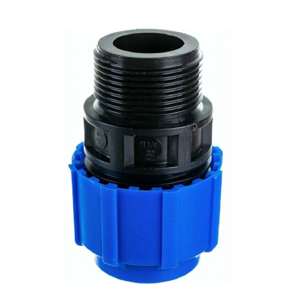 Муфта переходная, компрессионная ПНД 32 с наружной резьбой для трубопровода