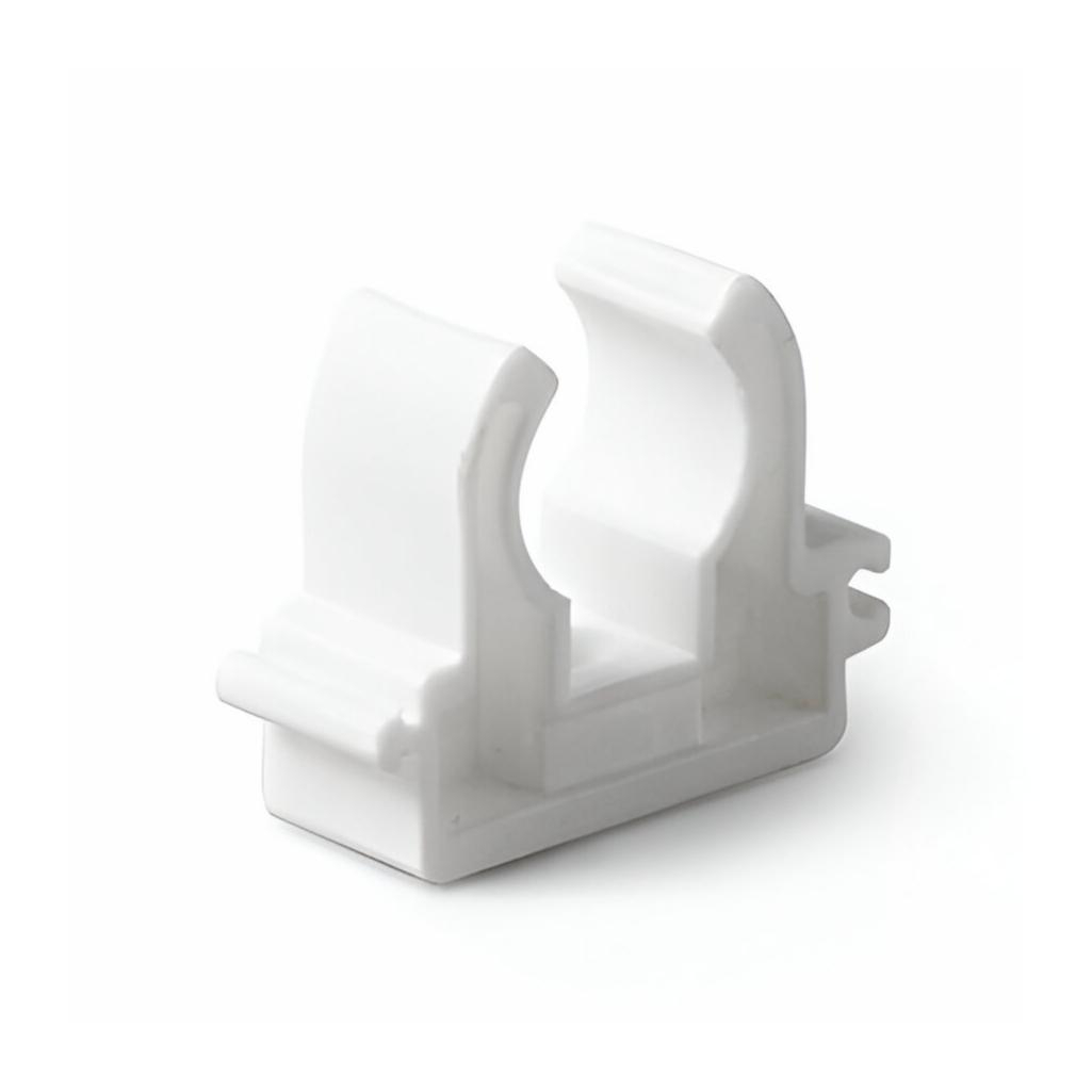 Клипса крепеж полипропиленовая Pro Aqua 25 мм, PA18010P одинарная, без зажима, для труб, белая