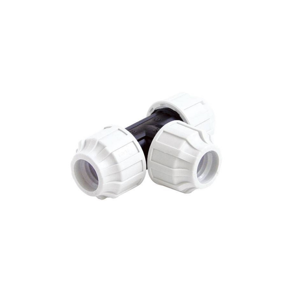 Тройник для труб ПНД 32х32х32 мм, полипропилен, винтовой, КП709032