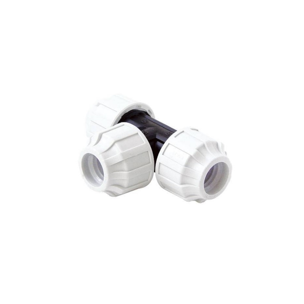 Тройник для труб ПНД 32х32х32 мм, полипропилен, винтовой, КП709032