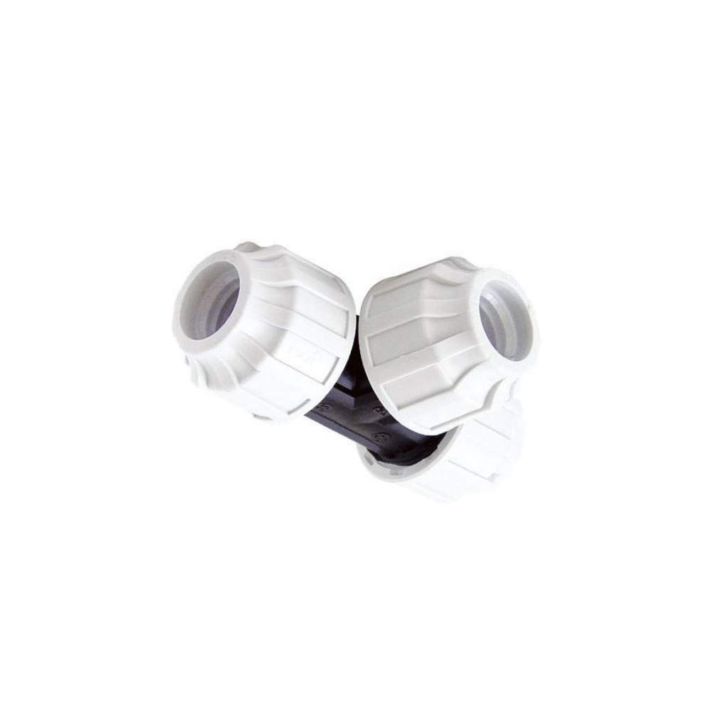 Тройник для труб ПНД 32х32х32 мм, полипропилен, винтовой, КП709032