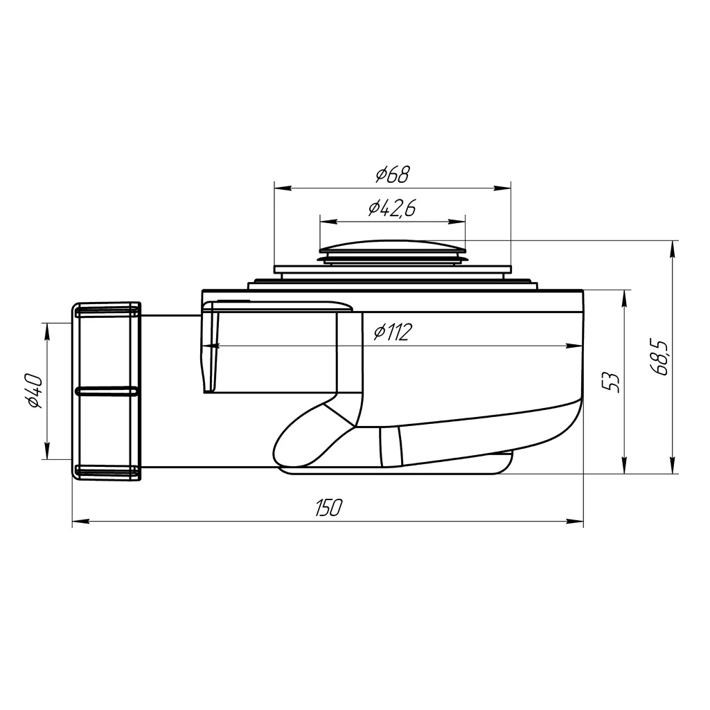Сифон Ани для душевого поддона E450CL 1 1/2
