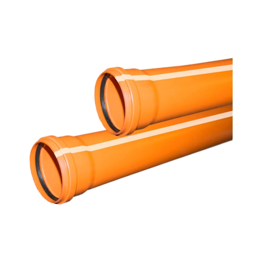 Труба Valfex ф160 с раструбом L=1 м, наружная канализация, толщина стенки 4.9, рыжая