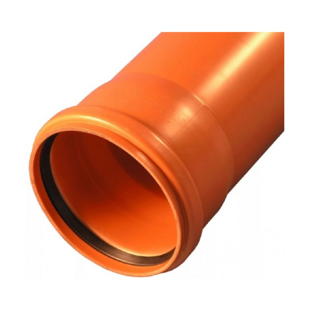 Труба Valfex ф160 с раструбом L=1 м, наружная канализация, толщина стенки 4.9, рыжая