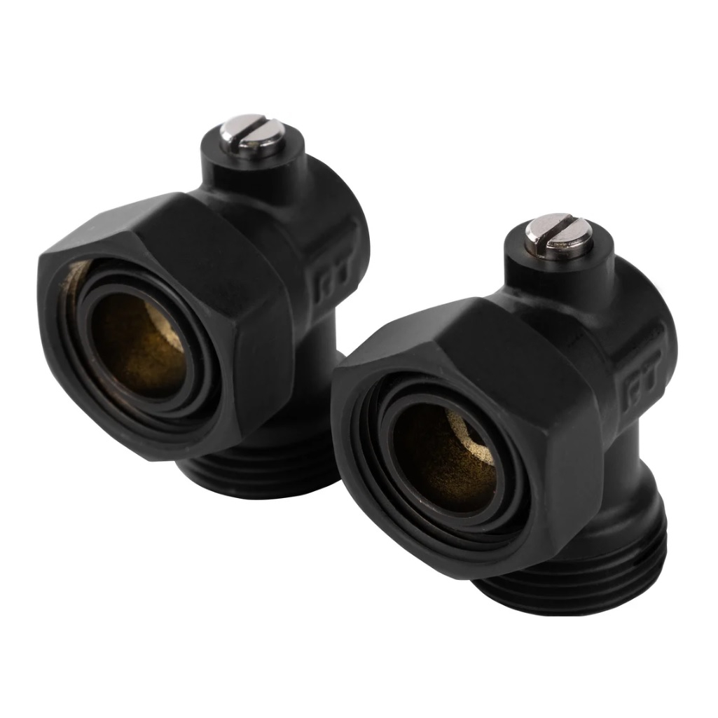 Набор нижнего подключения Royal Thermo RANPU13434BL, угловой, раздельный, 3/4х3/4ЕК, черный