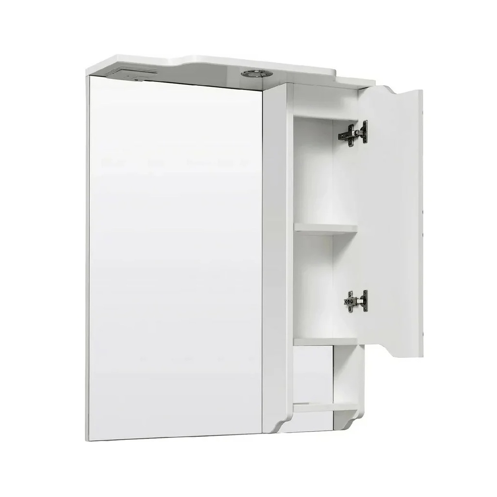 Шкаф зеркальный навесной Runo Стиль 65, правый, белый, 24х65х80 см