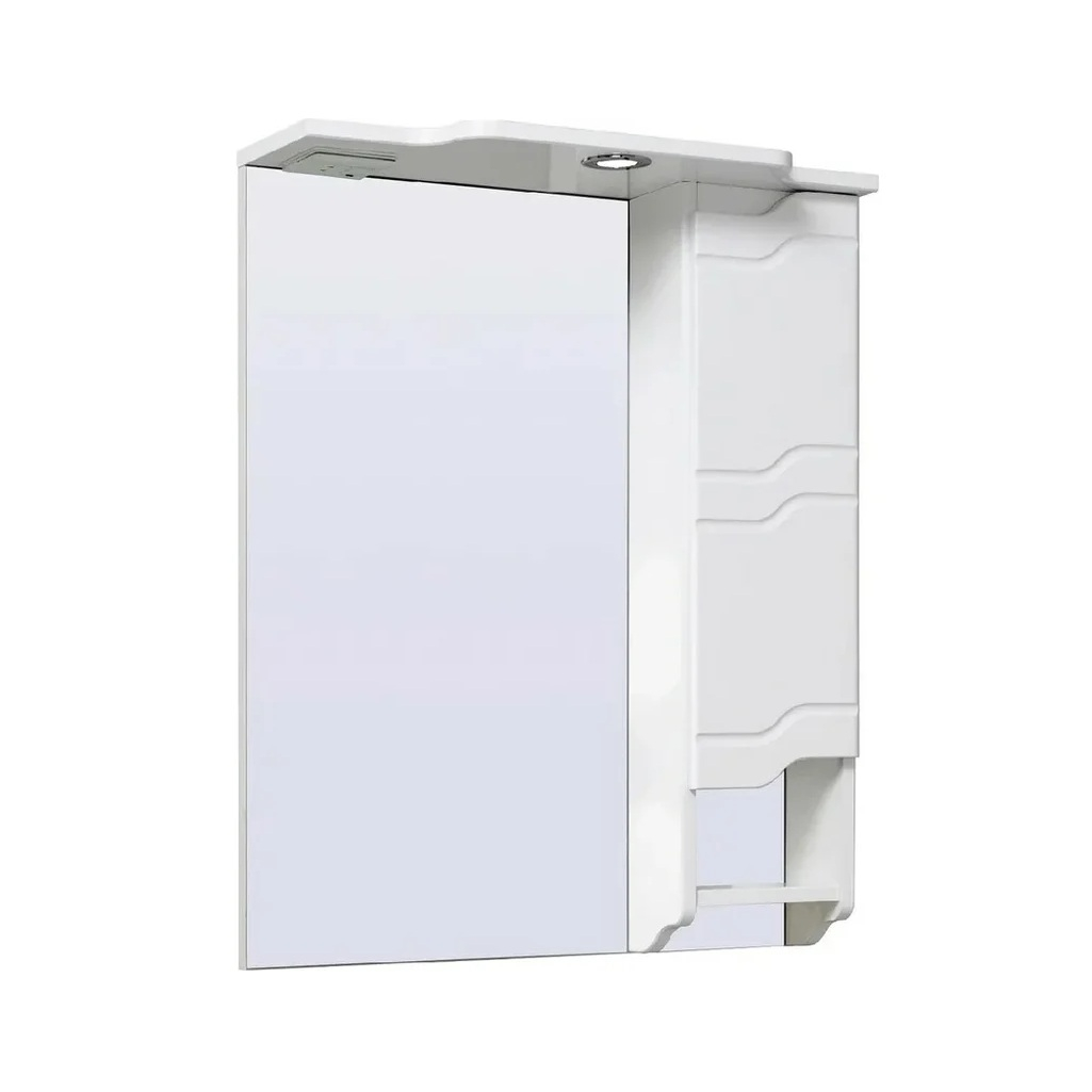 Шкаф зеркальный навесной Runo Стиль 65, правый, белый, 24х65х80 см