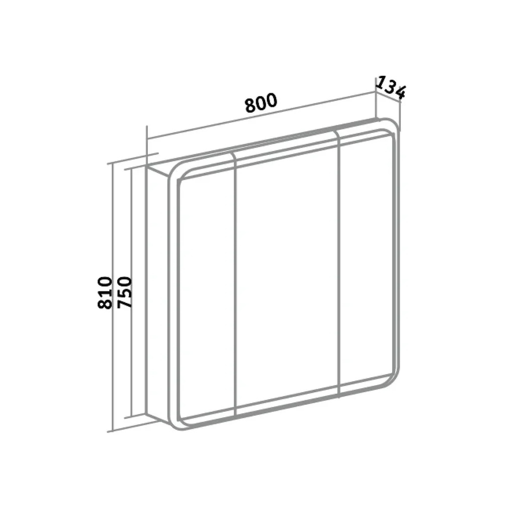 Шкаф зеркальный навесной Runo Эрика 80, Мдф, белый, 13.4х80х81 см