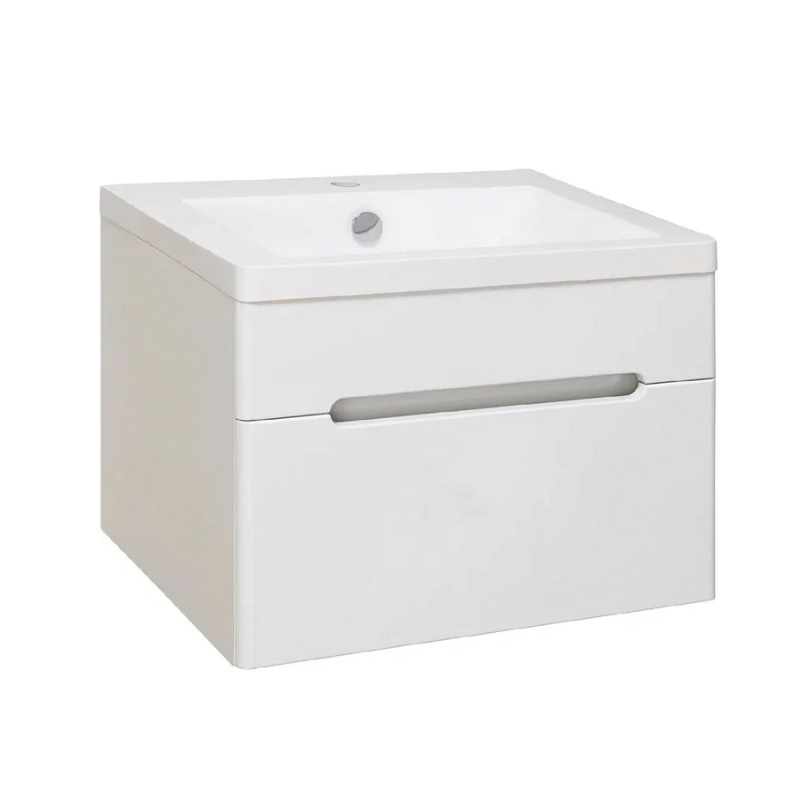 Тумба Руно Парма 60 1 подвесная, белый + раковина Omega 60