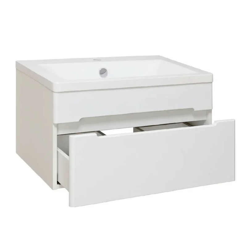 Тумба Руно Парма 60 1 подвесная, белый + раковина Omega 60