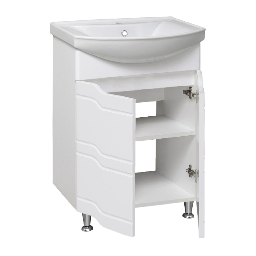 Тумба Runo Стиль 65 напольная, белая + раковина Kirovit Стиль 65