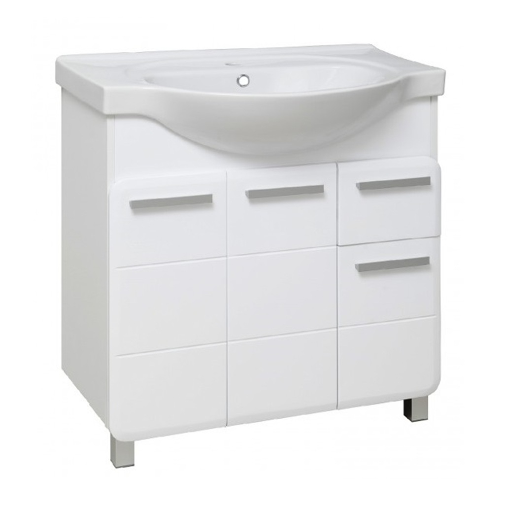 Тумба Runo Эрика 80 напольная, белая + раковина Cersanit Erica 80